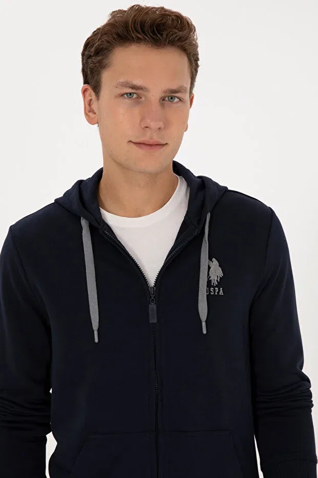 Мужской кардиган с капюшоном модель 50307765-vr033 U.S. Polo Assn., Navy Blue — фото 2