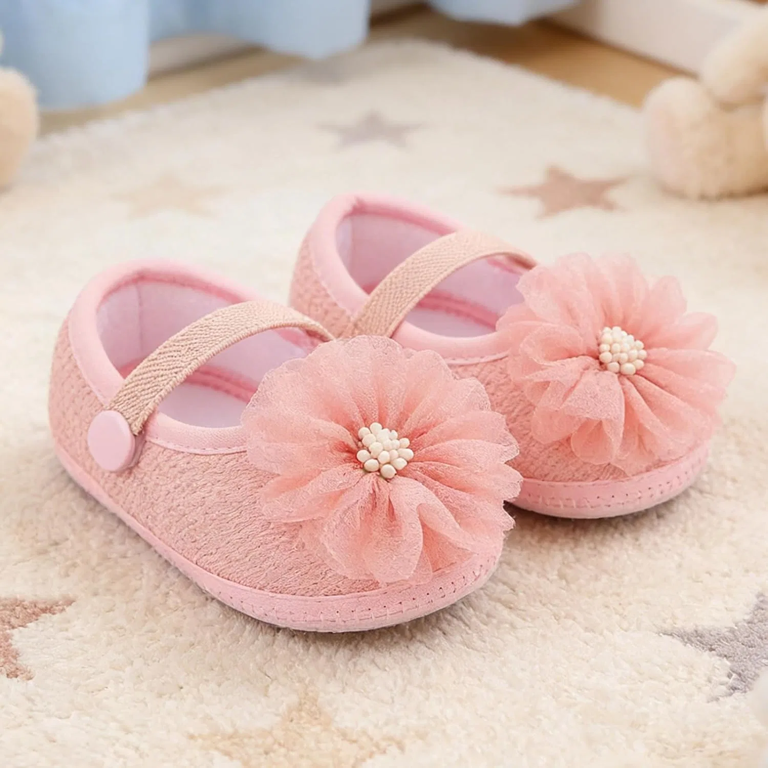 Детские туфли Мэри Джейн для девочек с цветком Mtsebmves, Pink — фото 2