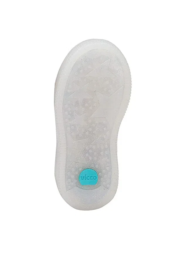 Детские ботинки для девочек с подсветкой Vicco, White - Blue — фото 4