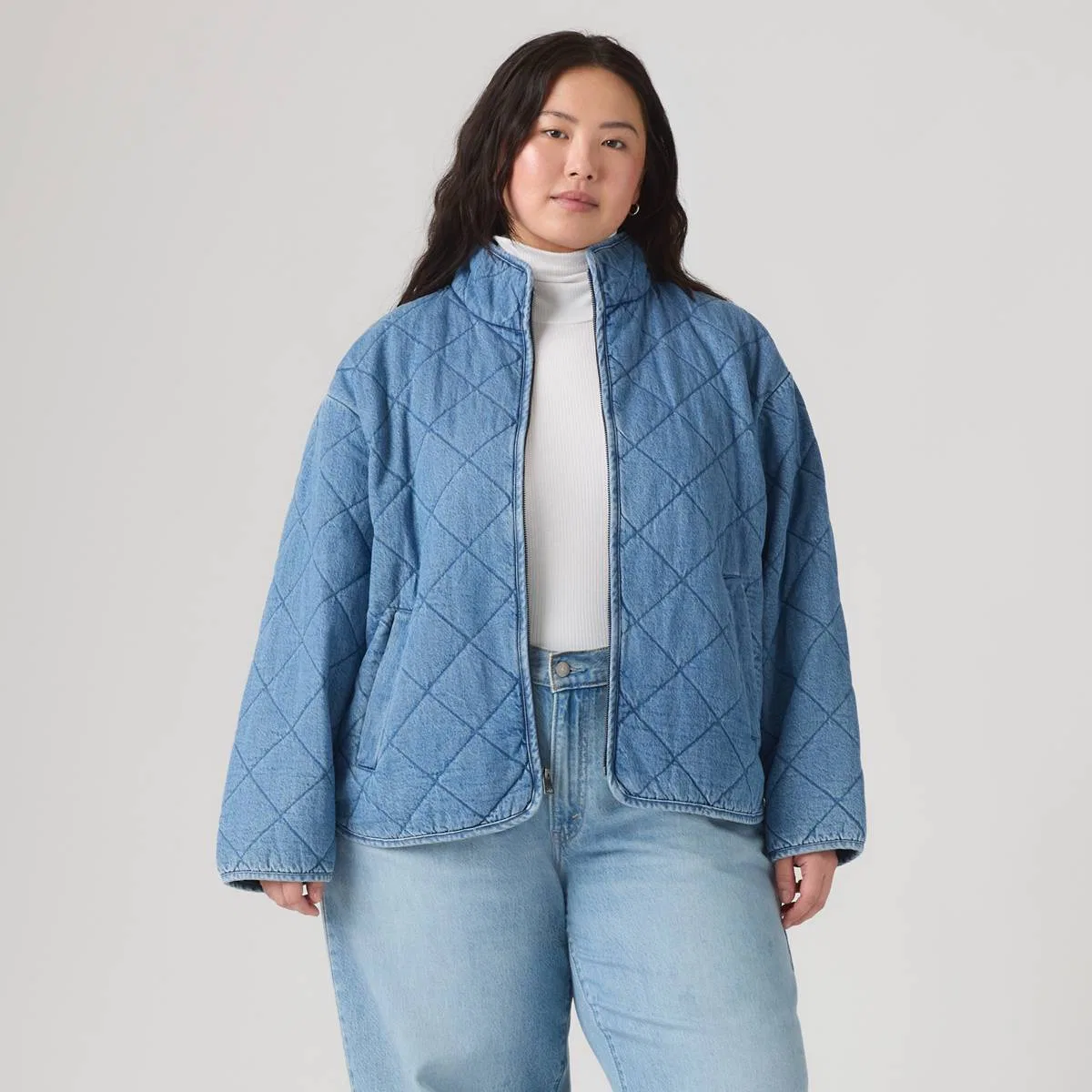 Хлопковая куртка с ромбовидной стежкой (большой размер) Levi's, Blue - Blue — фото 3