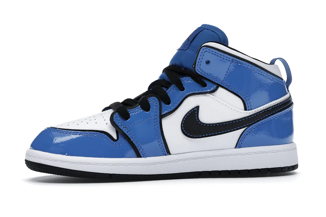 Детские кроссовки с высоким верхом Jordan 1 Mid Signal Blue Jordan, Signal Blue/Black-White — фото 3