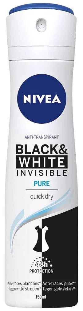 Дезодорант-антиперспирант Invisible NIVEA Black & White Pure, 150 мл