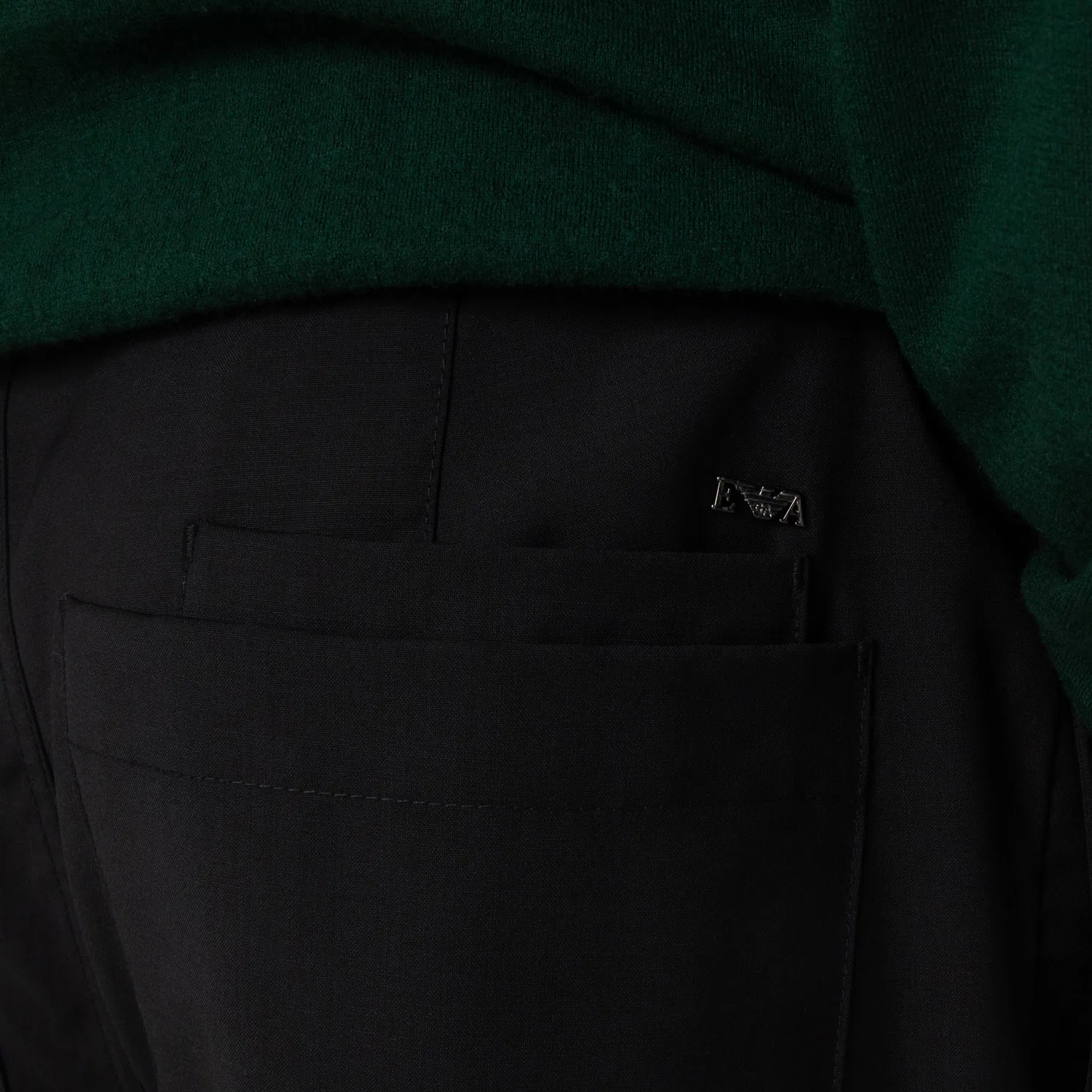 Брюки классические из шерсти Virgin Wool Pleated Trousers Emporio Armani, Black Beauty — фото 2