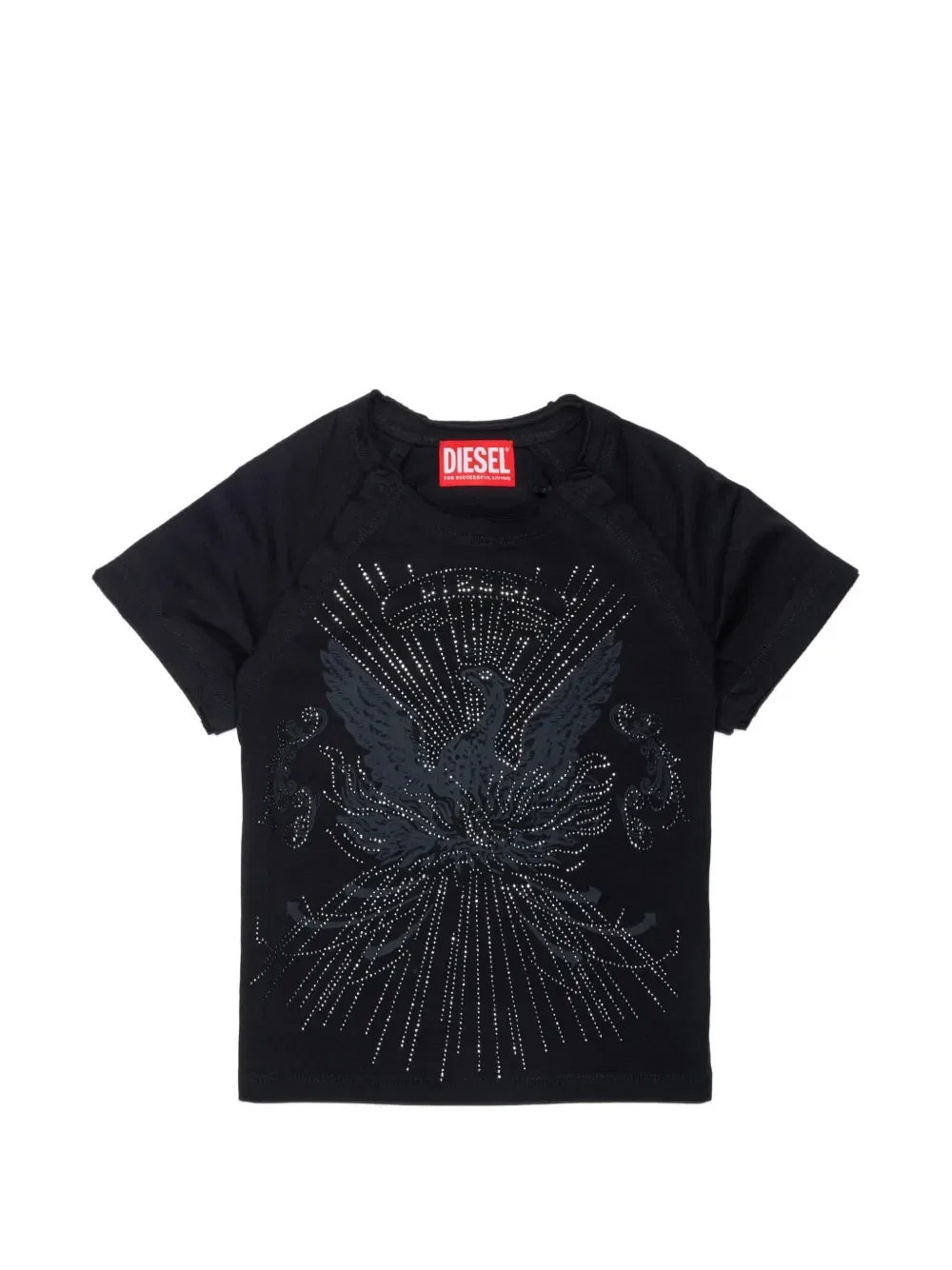 Футболка с графичным принтом и логотипом Diesel Kids, черный