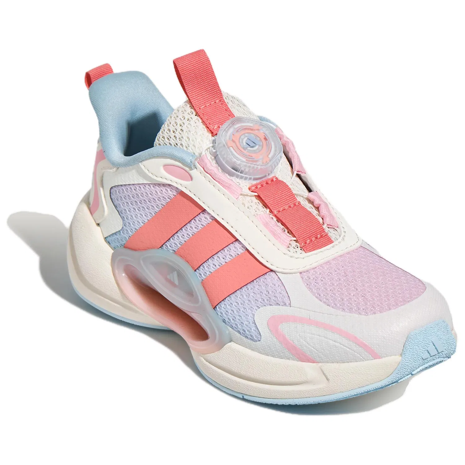 Детские кроссовки для бега с принтом Adidas, Bright White/Swirl Neon Red/Clear Pink — фото 4