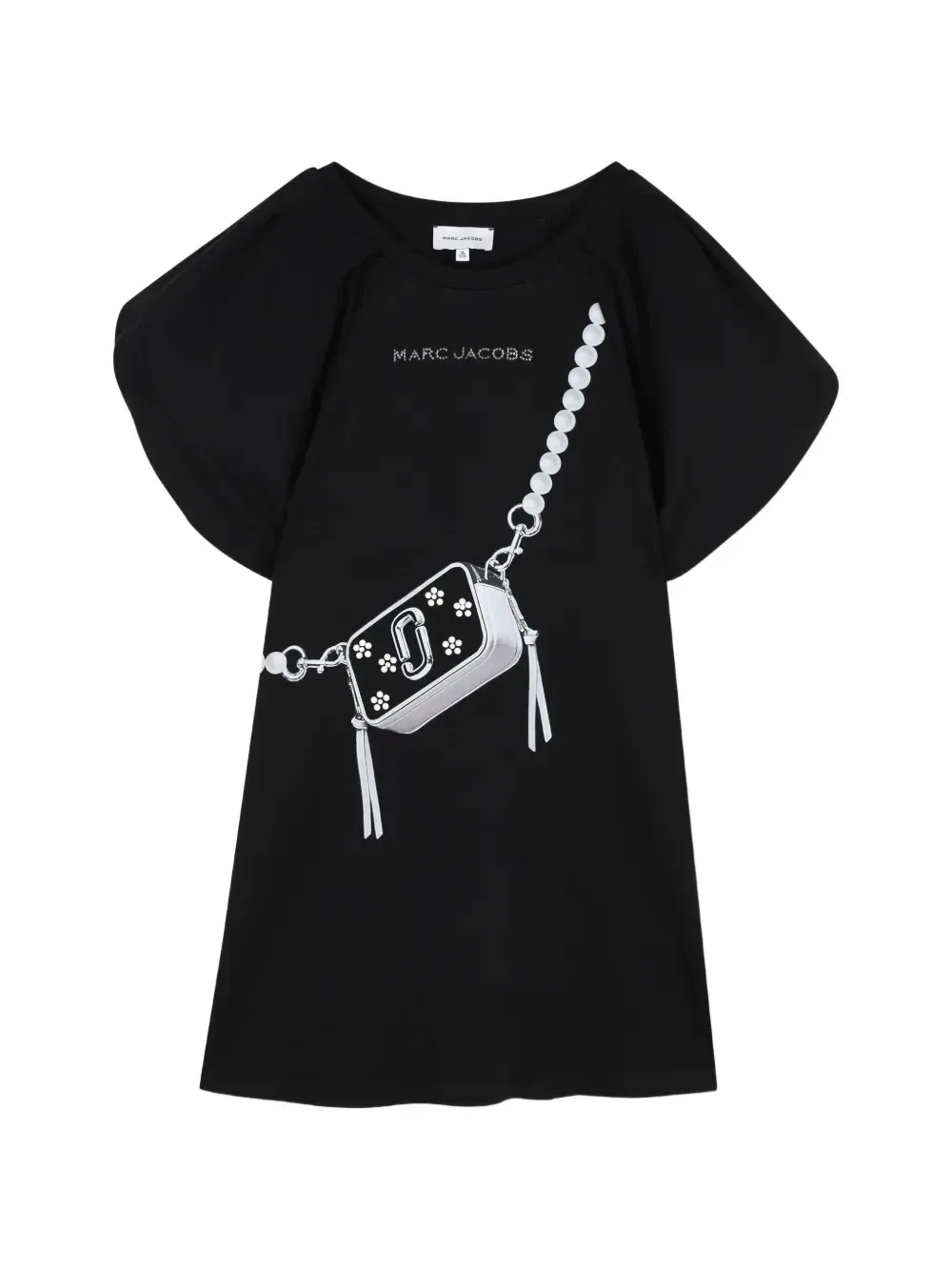 Платье с принтом и объемными рукавами Marc Jacobs Kids, черный