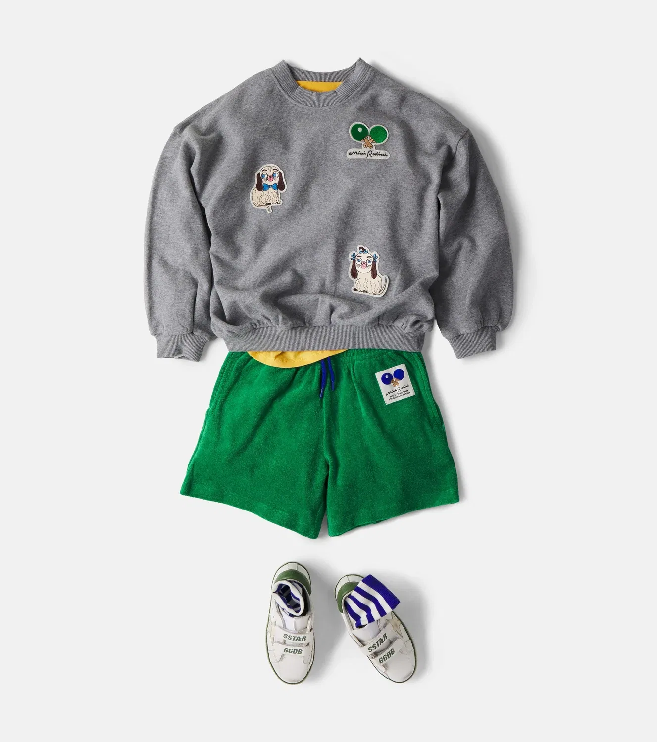 Шорты хлопковые с эластичным поясом Mini Rodini, зеленый — фото 2