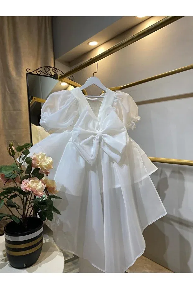 Детское платье для девочек с коротким рукавом Laresse, White