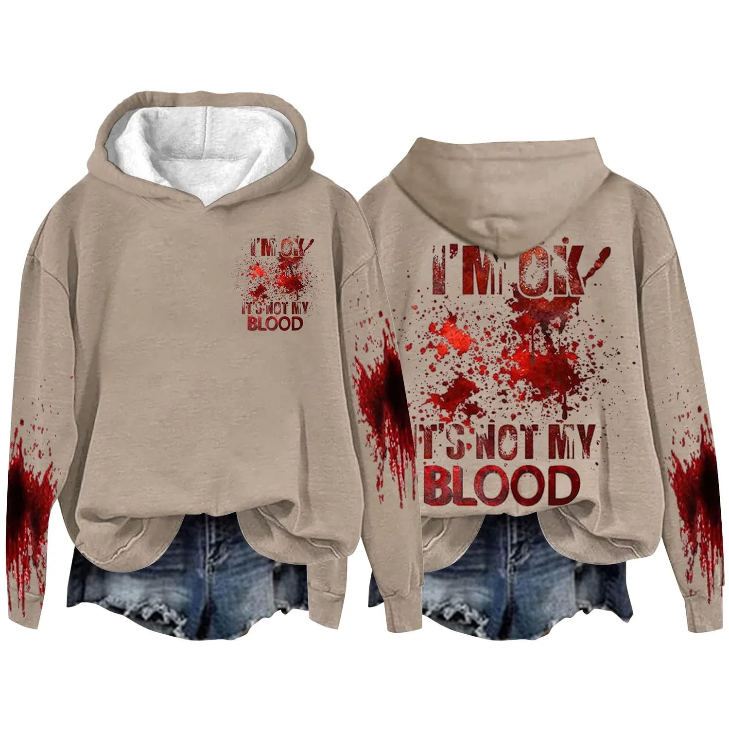 Женский худи с принтом I'M Ok Its Not My Blood, Dark Khaki