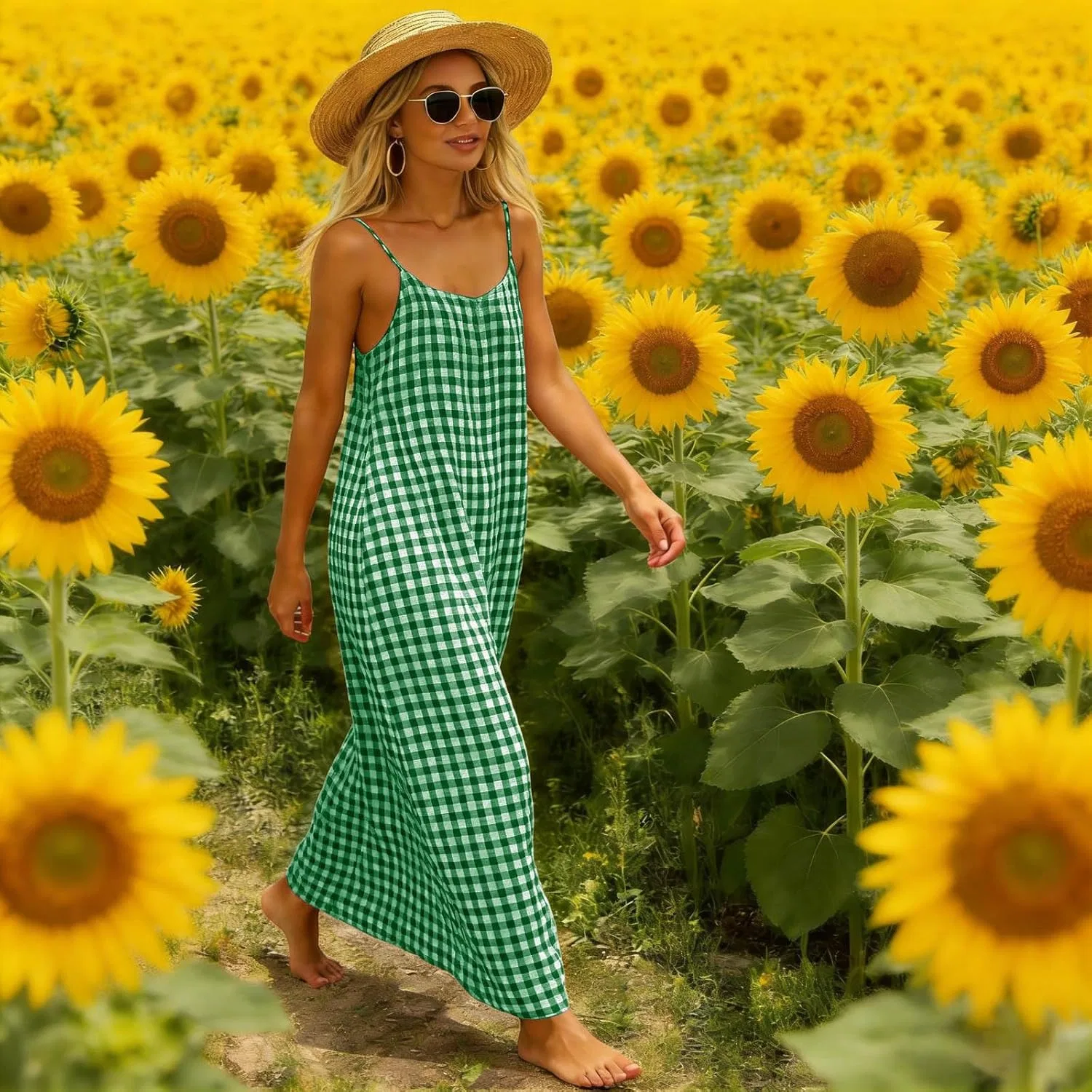 Женское пляжное платье на тонких бретелях с открытой спиной, Green — фото 3