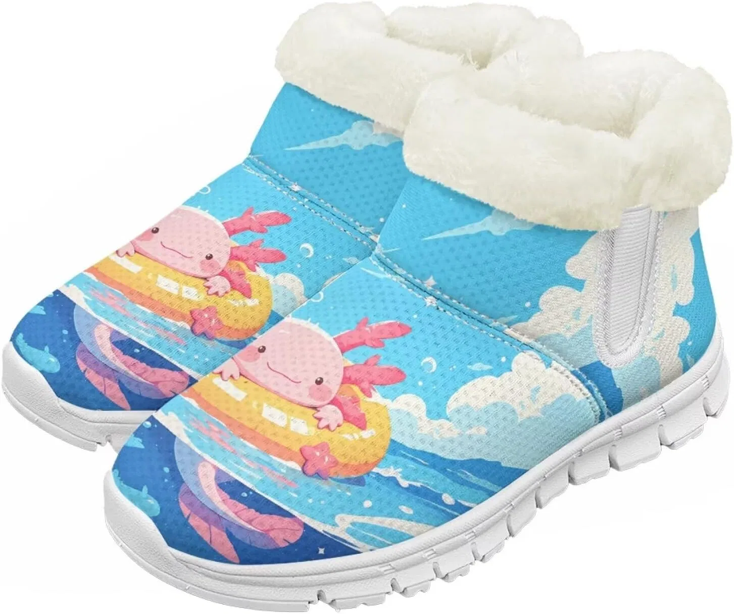 Детские зимние ботинки для девочек с принтом Goronwyfloyd, Sea Axolotl Swim Ring