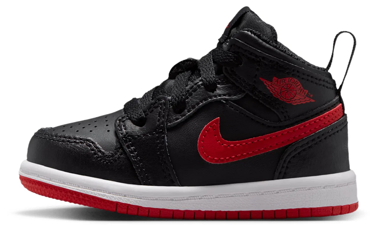 Кроссовки для девочек AJ 1 Mid Jordan, цвет Black/Univ Red/White — фото 2