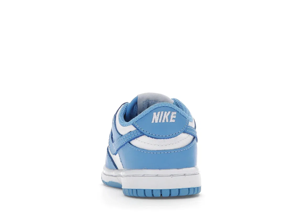 Детские кроссовки кожаные Nike Dunk Low Nike, White/University Blue-White — фото 4