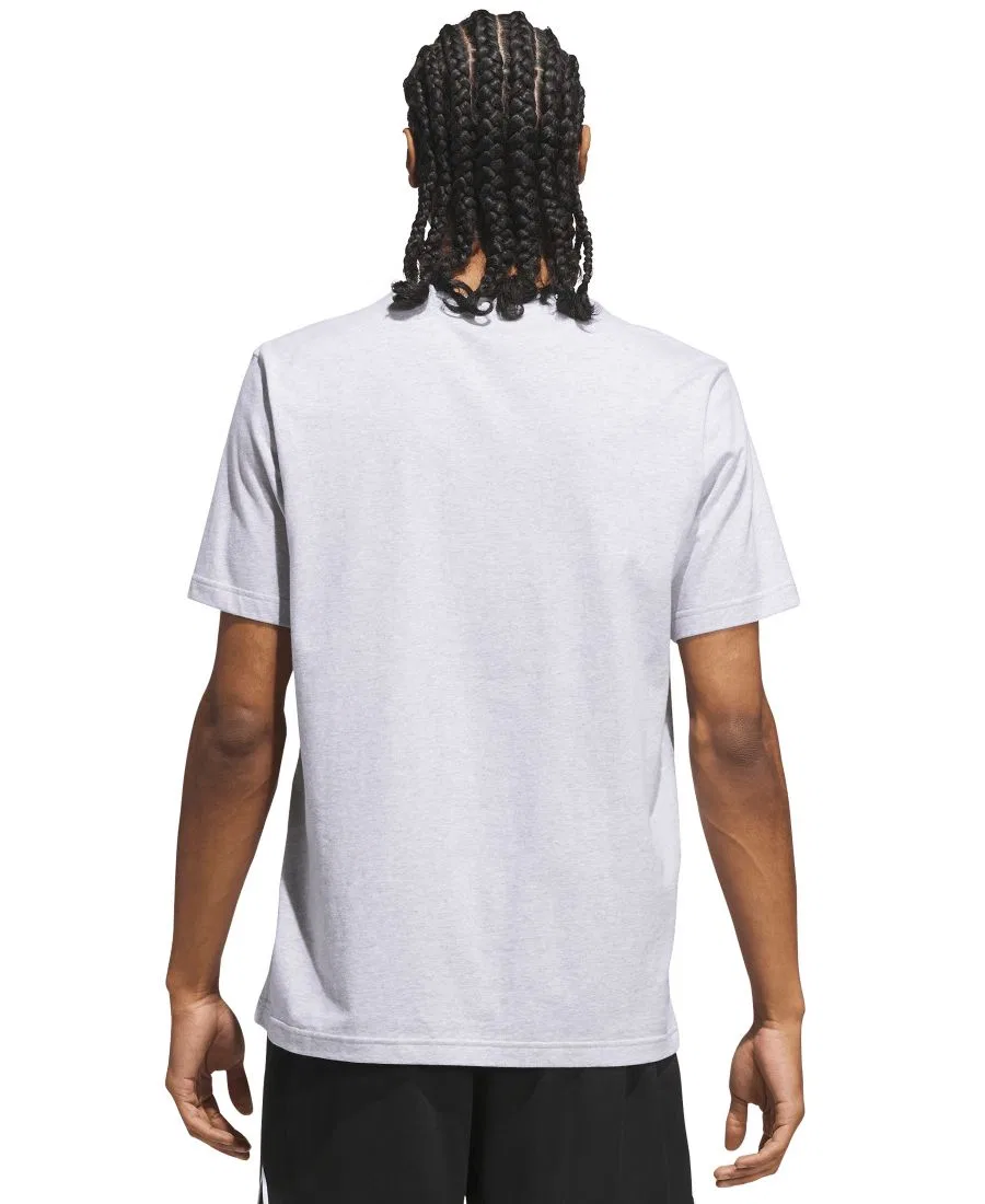 Футболка с принтом Basketball Collegiate adidas, Light Gray Heather — фото 3