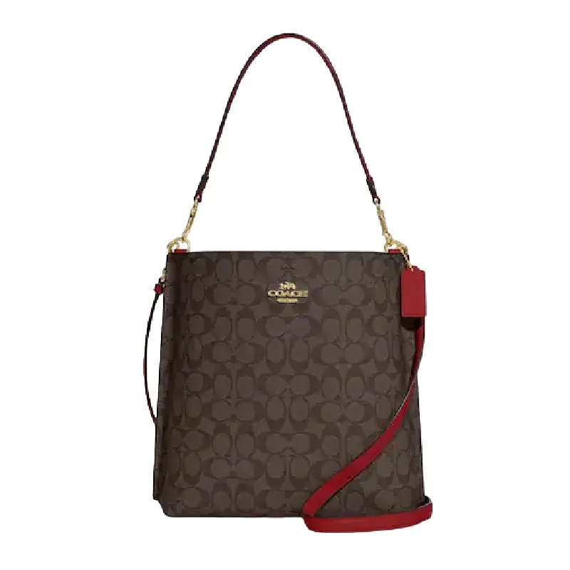 

Сумка Coach Mollie Bucket Bag In Signature Canvas, коричневый/красный