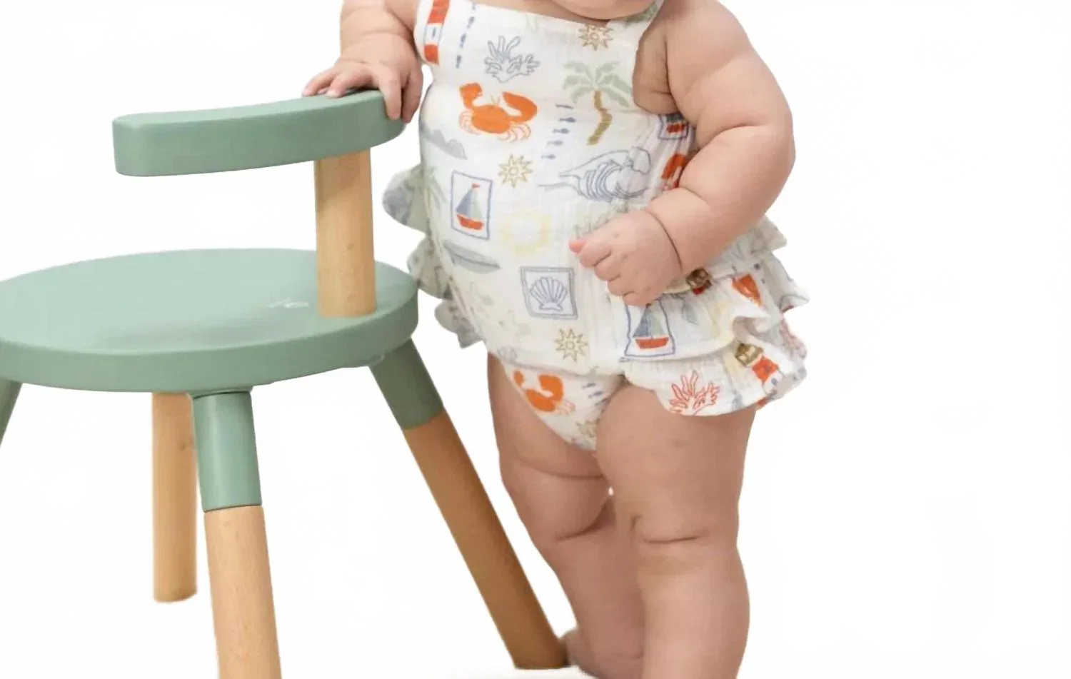 Детский боди-комбинезон с оборками Club Mediterranean Ruffle Sunsuit Angel Dear, White