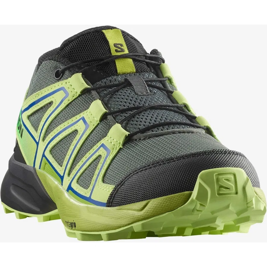 Детские кроссовки для outdoor с протектором Salomon Speedcross J, Зеленый — фото 2