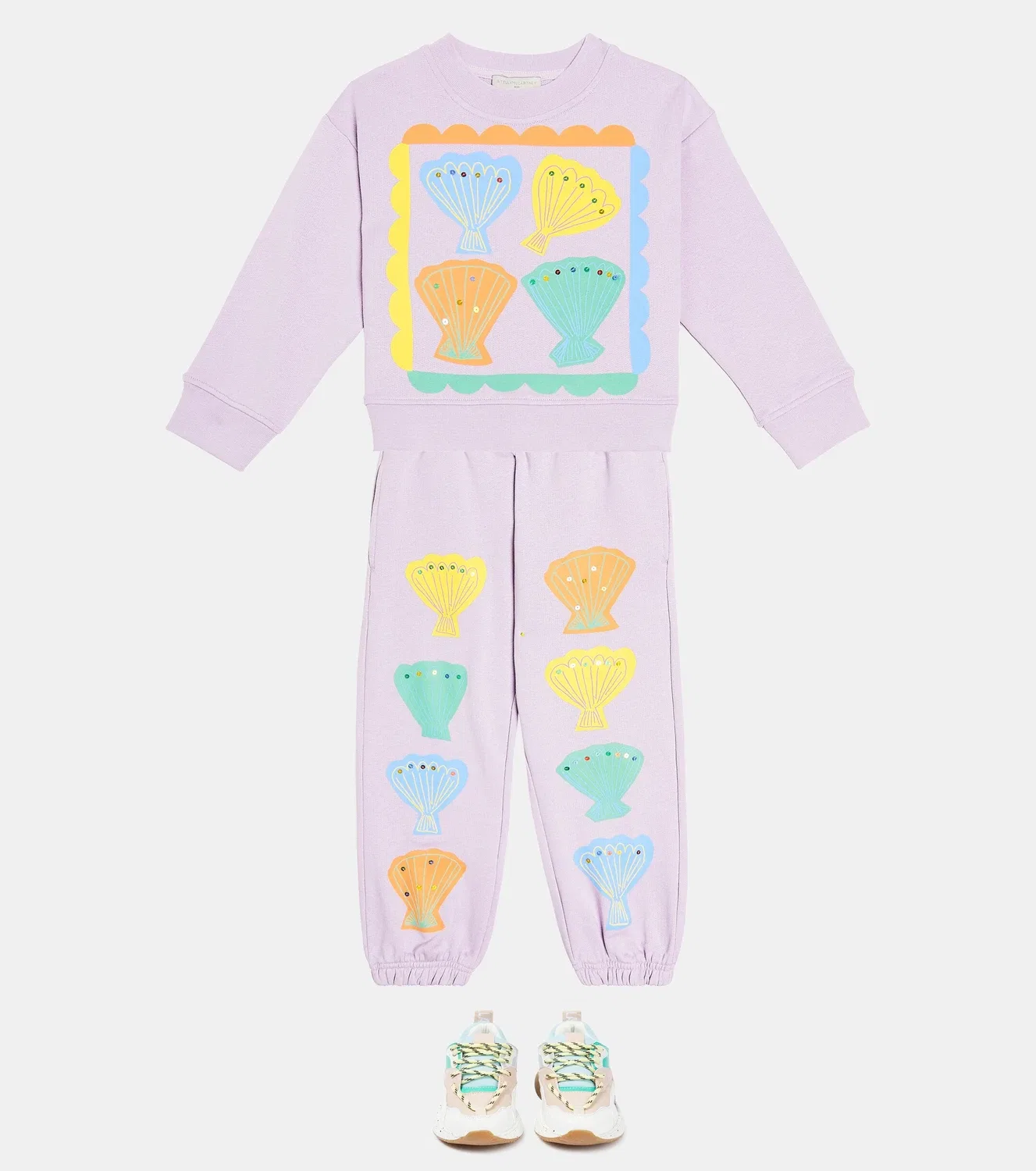 Комплект из свитшота и шорт из флиса с принтом и хлопка Stella Mccartney Kids, фиолетовый — фото 2