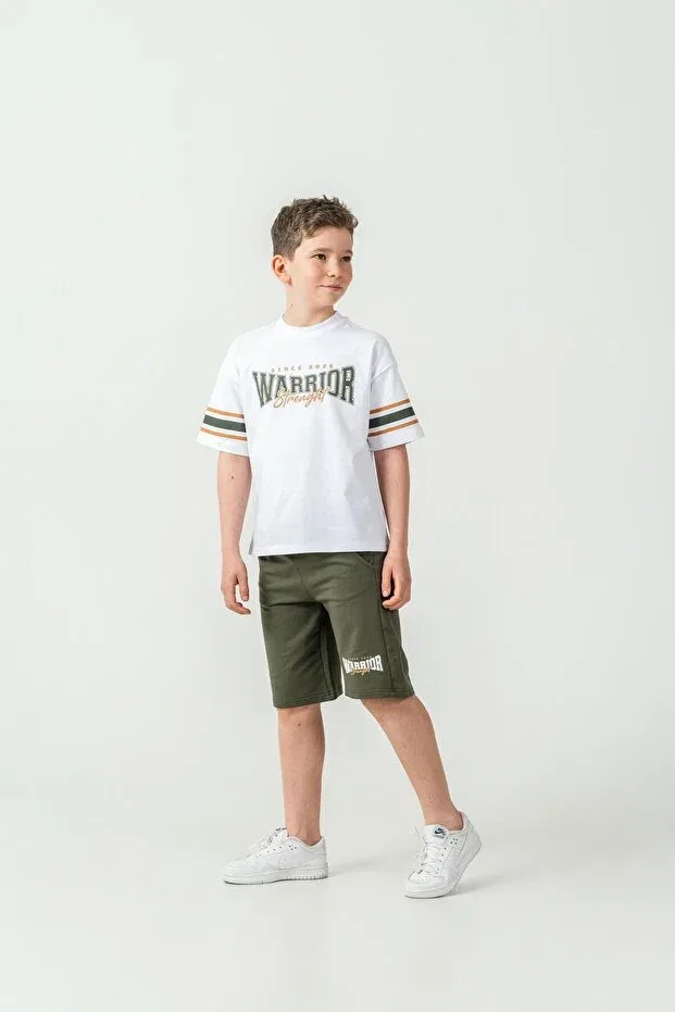 Детский комплект для мальчиков с принтом Warrior Strength Mışıl Kids, Khaki — фото 2