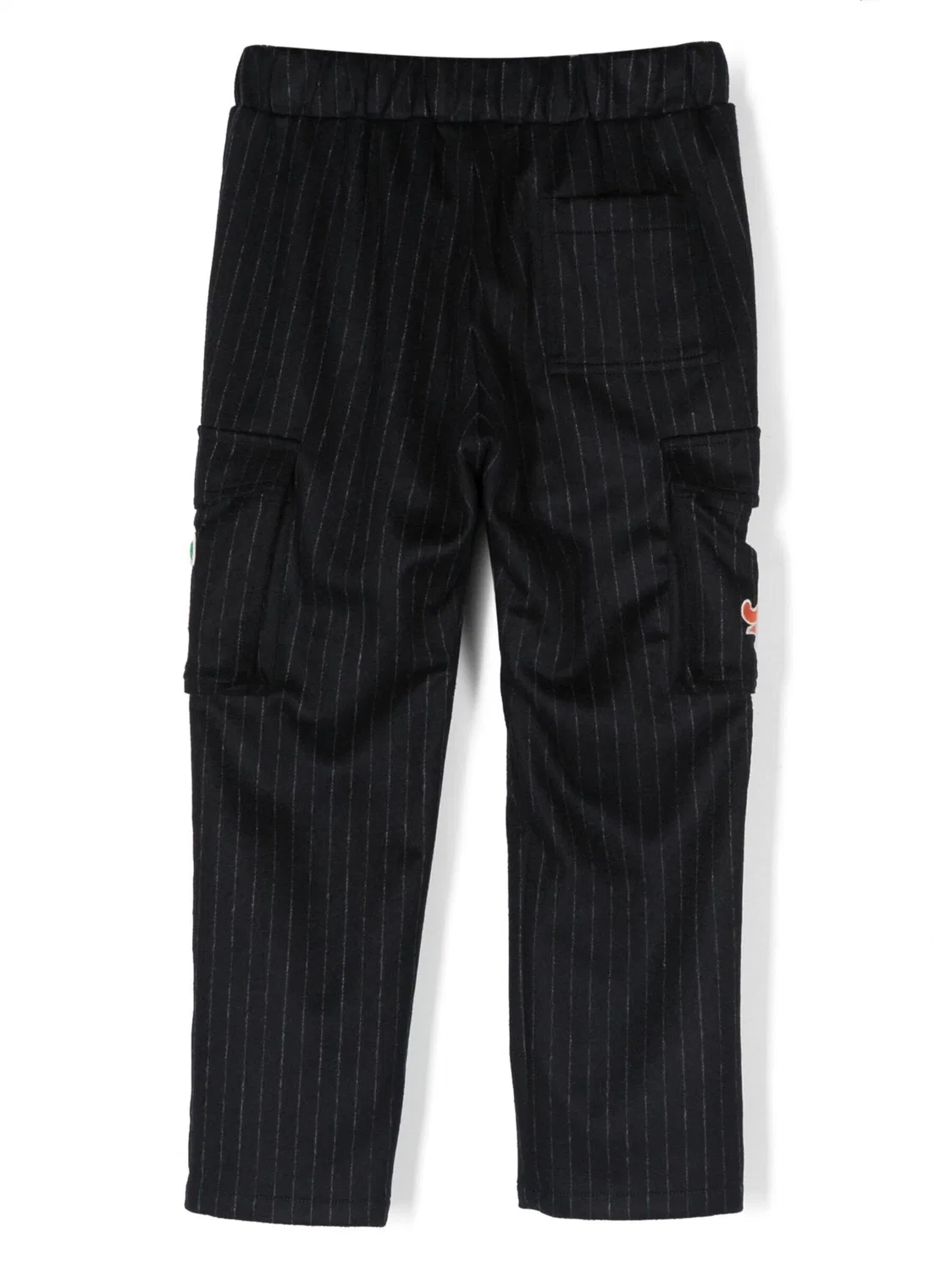 Брюки из шерстяной фланели с полосатым принтом и логотипом Kids Striped Logo-Patch Trouser Kenzo, Navy — фото 2