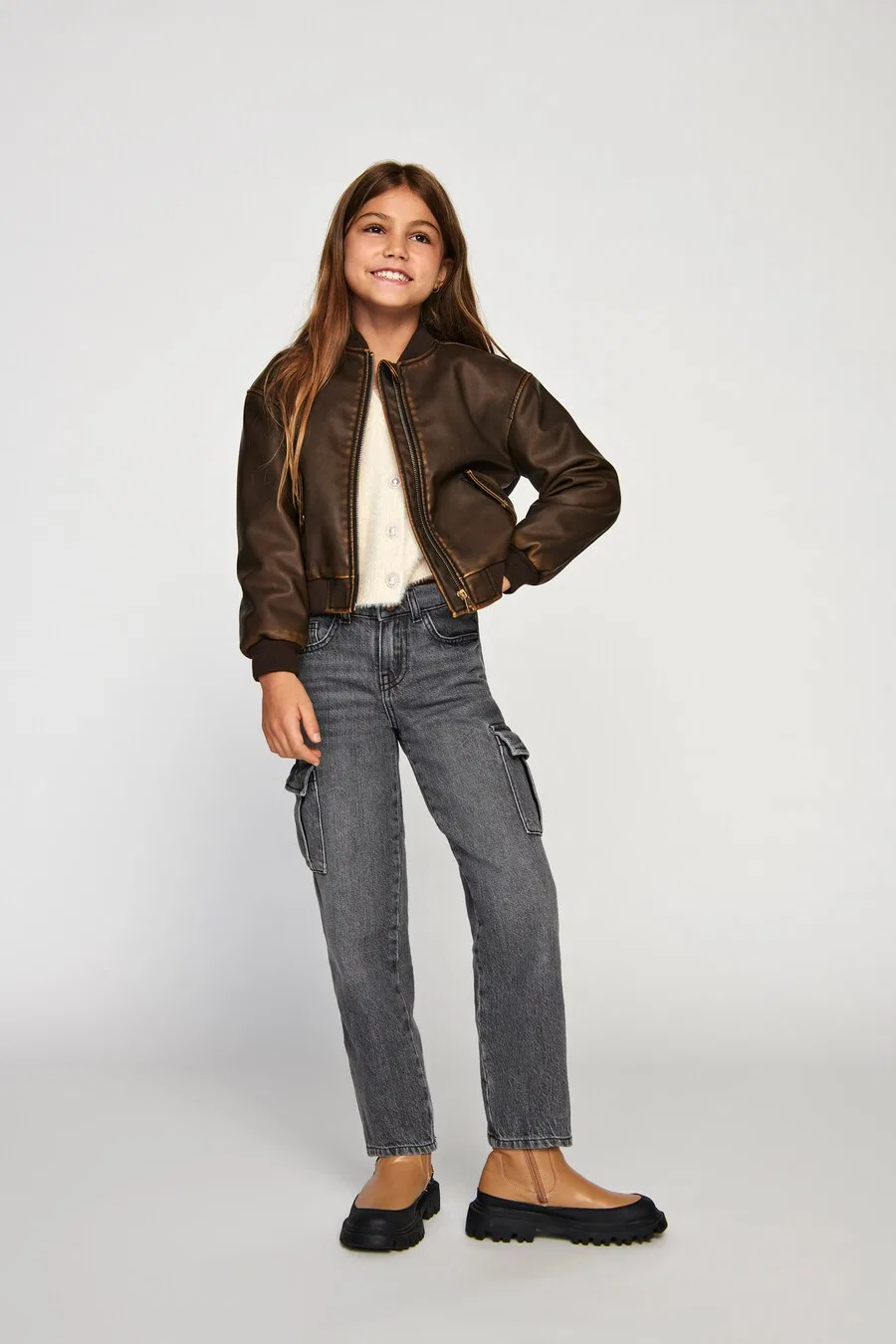 Джинсы ONLY GIRLS Regular Jeans 'KOGHARMONY' серого цвета — фото 3