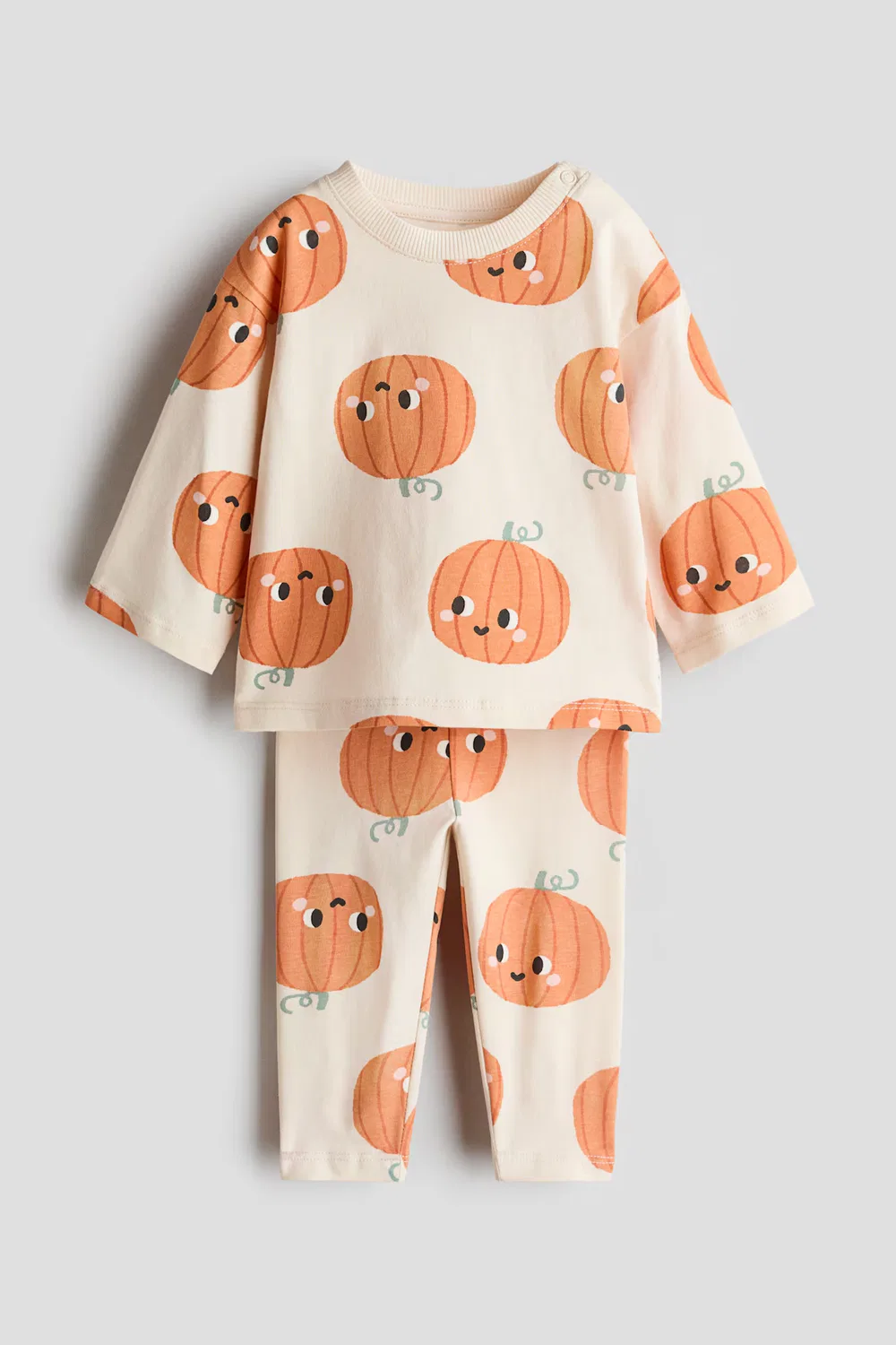 Хлопковый комплект из 2 предметов с принтом H&M, Hellbeige/Kürbisse — фото 4