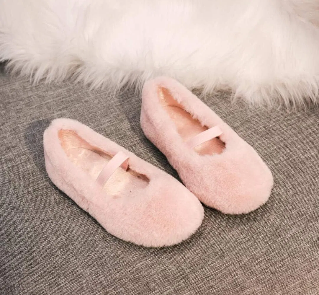 Детские балетки для девочек с мехом Mary Jane Flats JGKDTX, Pink — фото 3