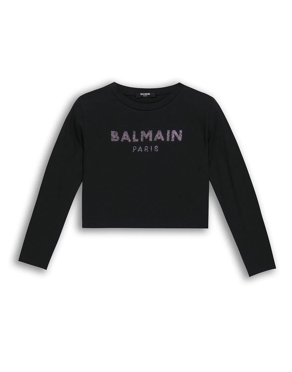 Детская футболка для девочек хлопковая с принтом Balmain, черный