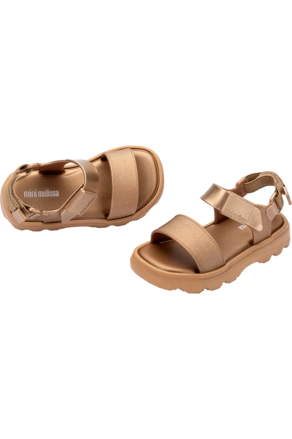 Сандалии детские платформа на липучках Kick Off Mini Melissa, Gold — фото 3