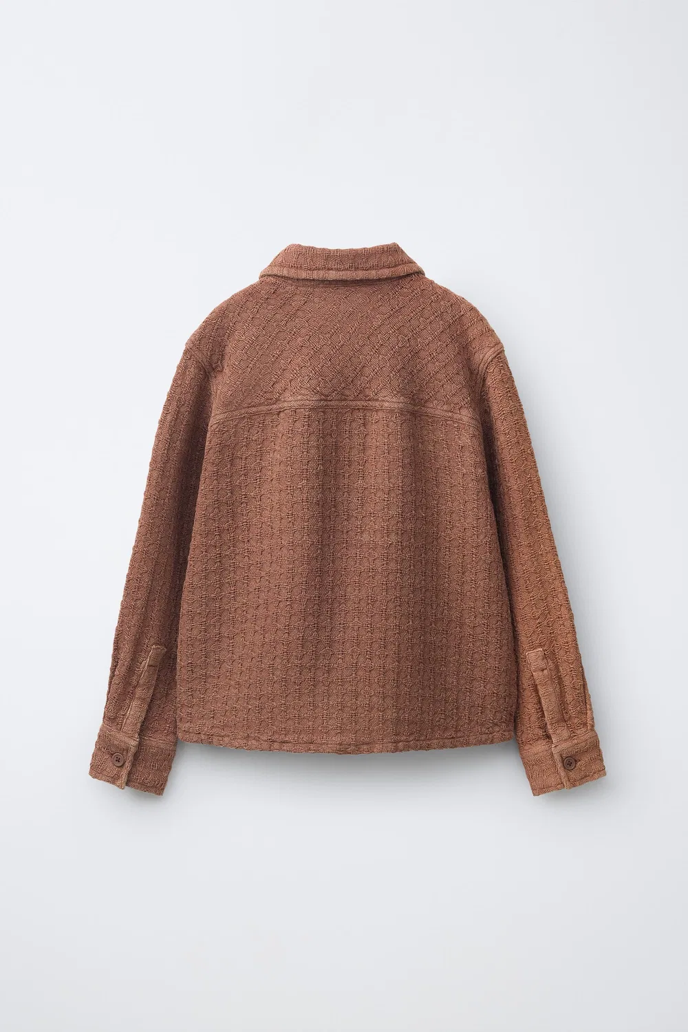 Текстурированная рубашка-куртка с карманами ZARA, Terracotta — фото 2