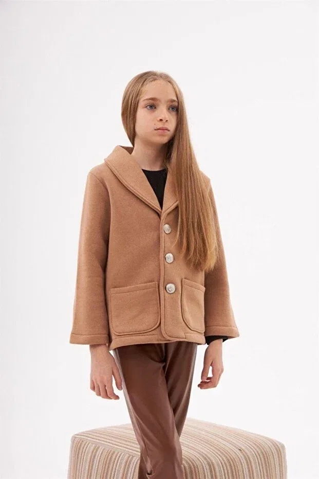 Детский пиджак для девочек с водоотталкивающей пропиткой Basics Hilal Akıncı Kids, Brown