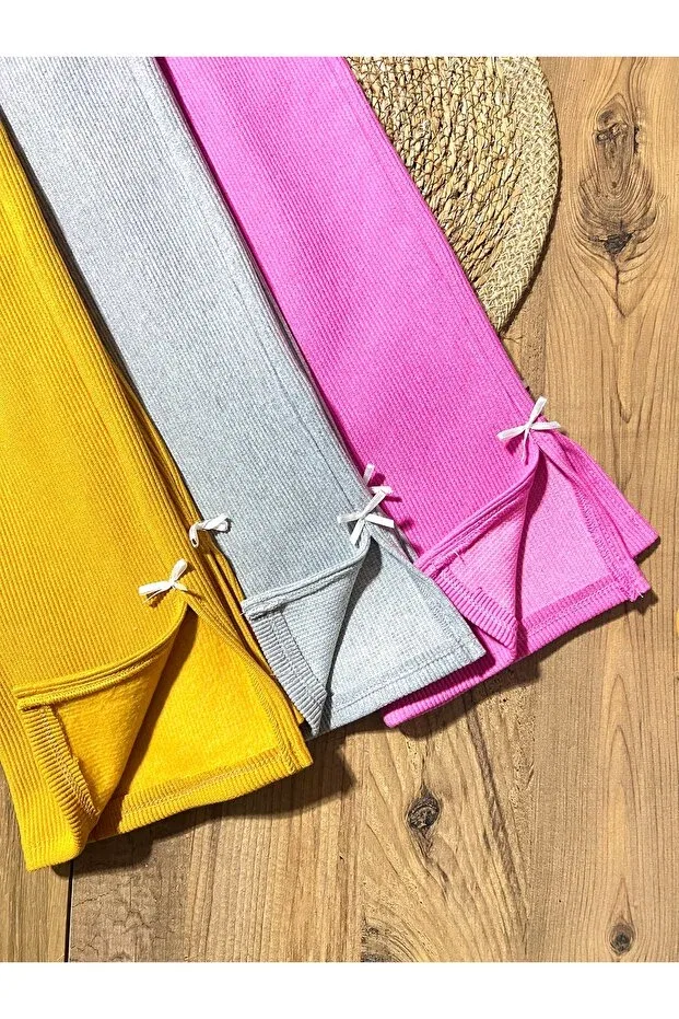 Детские брюки для девочек хлопковые с принтом Babyelisco, Gray-Pink - Mustard Yellow — фото 4