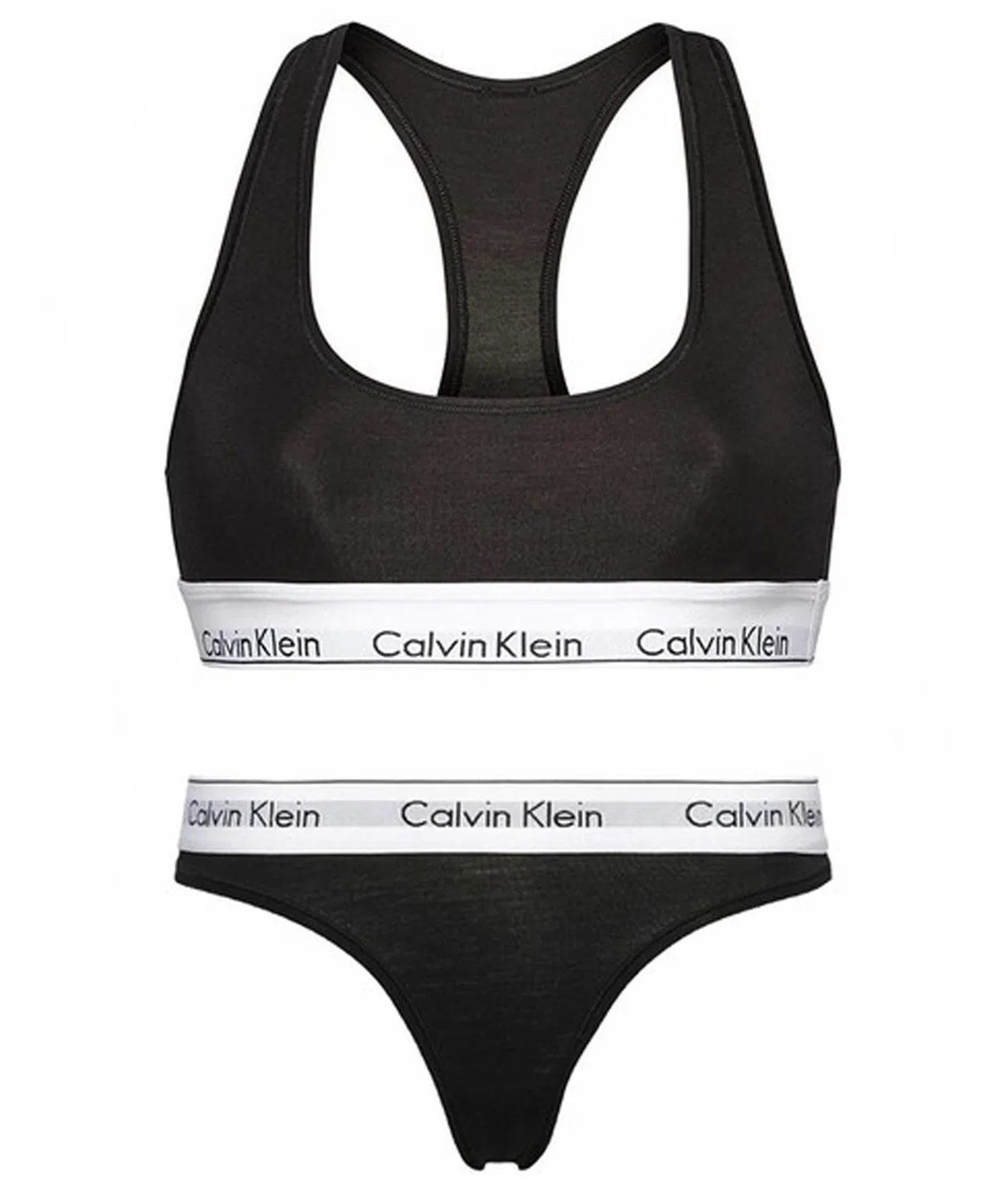 Женский комплект бюстгальтера и трусов-слипов без косточек Calvin Klein, Black