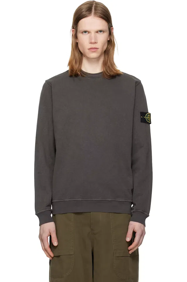 Серый свитшот с эффектом состаренности из флиса Malfilé Stone Island