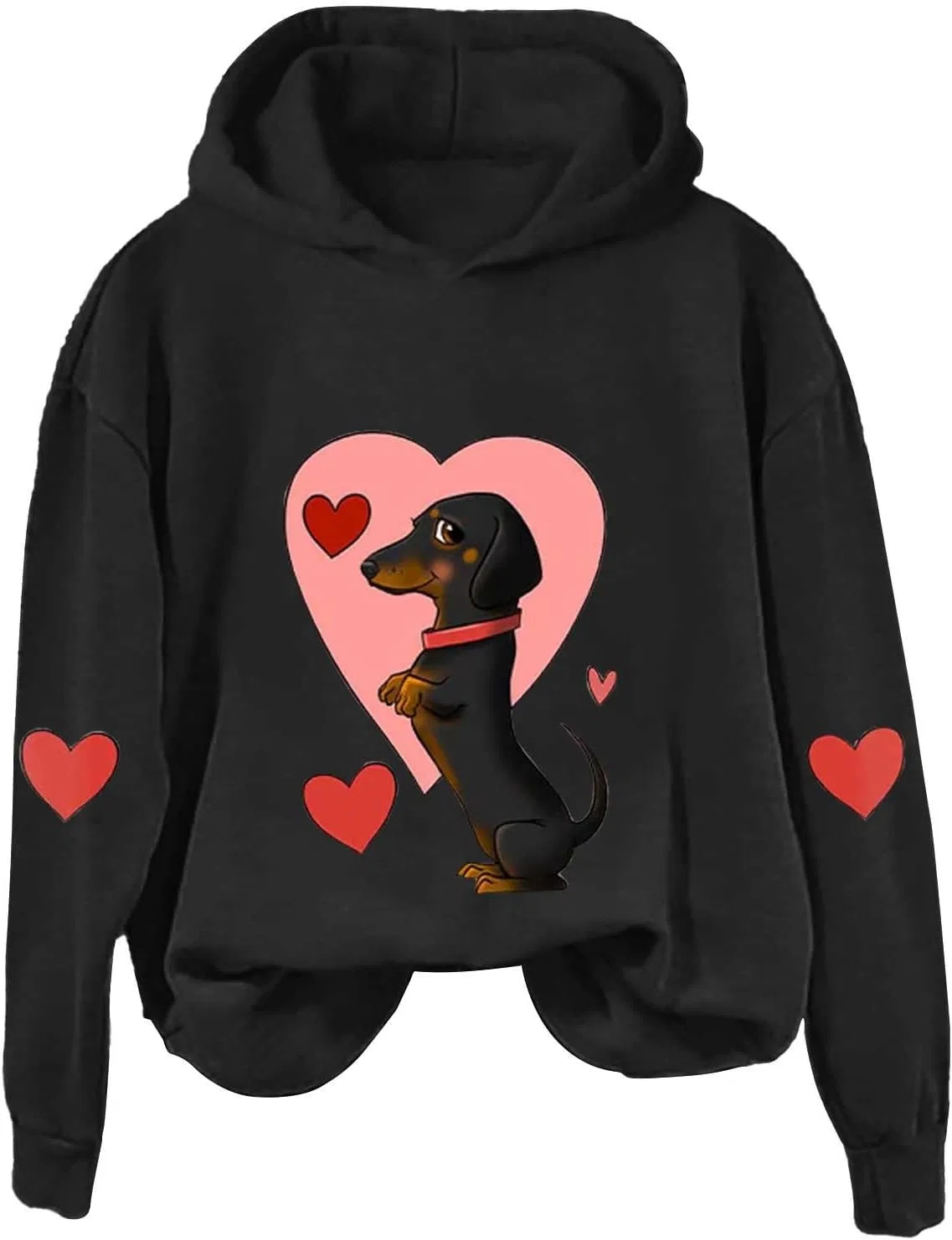 Женский свитшот с принтом дог-лав, Funny Dog and Love Print, чёрный — фото 4