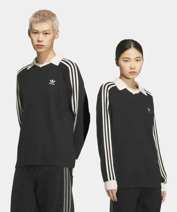 Тренировочная куртка, длинный рукав, поло, Adidas, черный — фото 2