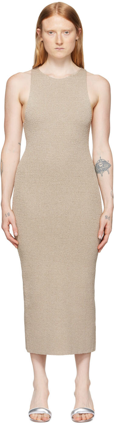 

Светло-коричневое платье-миди с лентой Helmut Lang, Коричневый, Светло-коричневое платье-миди с лентой Helmut Lang