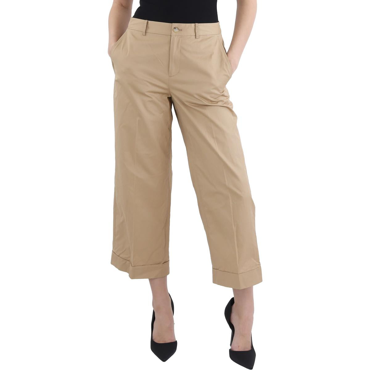 

Женские укороченные плиссированные брюки Lauren Ralph Lauren, цвет tan