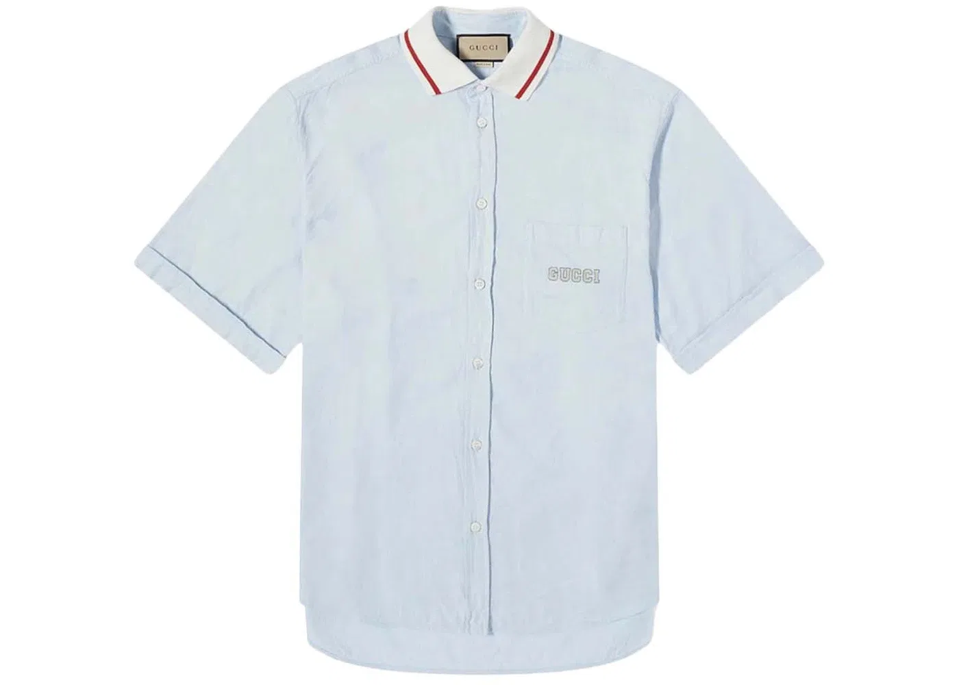 Мужская рубашка с коротким рукавом Pique Collar Logo Gucci, Light Blue