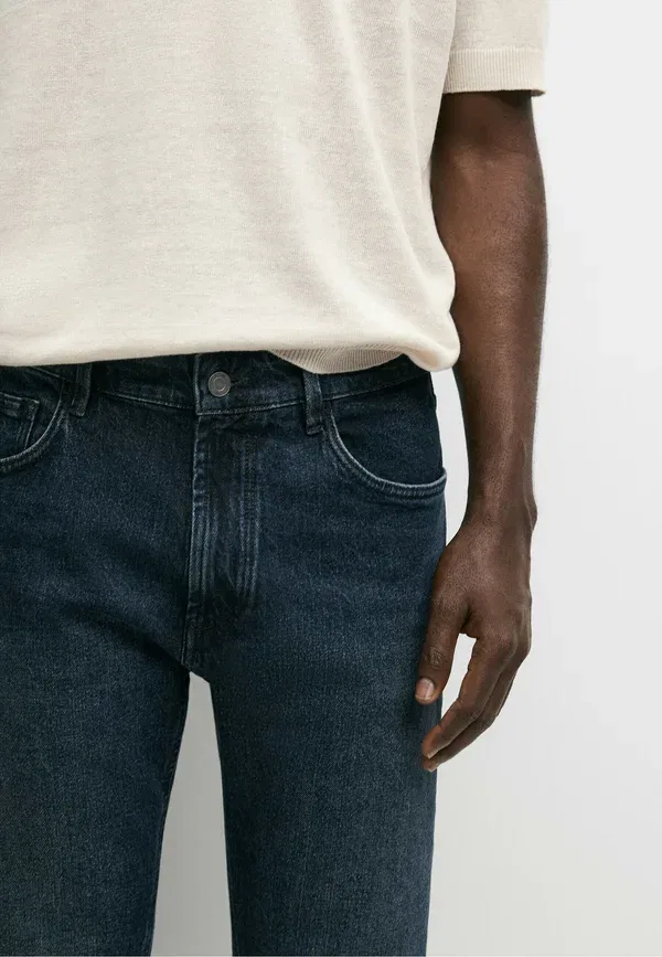 Джинсы из хлопка с эластаном Slim fit jeans Massimo Dutti, dark blue, темно-синий — фото 4