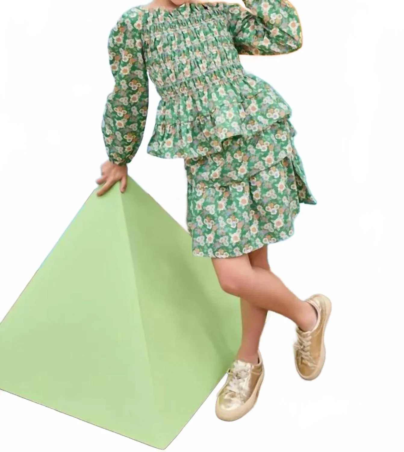 Детская юбка-шорты с цветочным принтом Two Tiered Circle Skort Bisby, Greenwich Garden Green