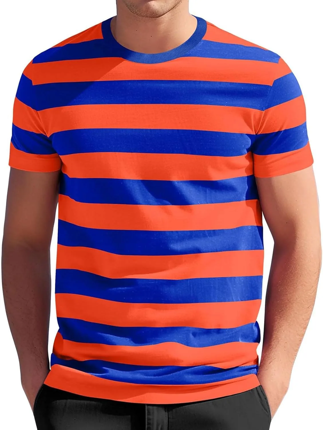 

Мужская футболка с коротким рукавом Trendy Striped Color Block