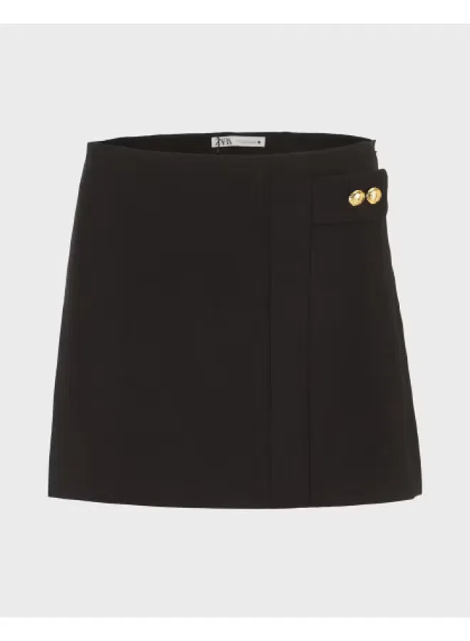 Юбка-трапеция мини черная, Zara