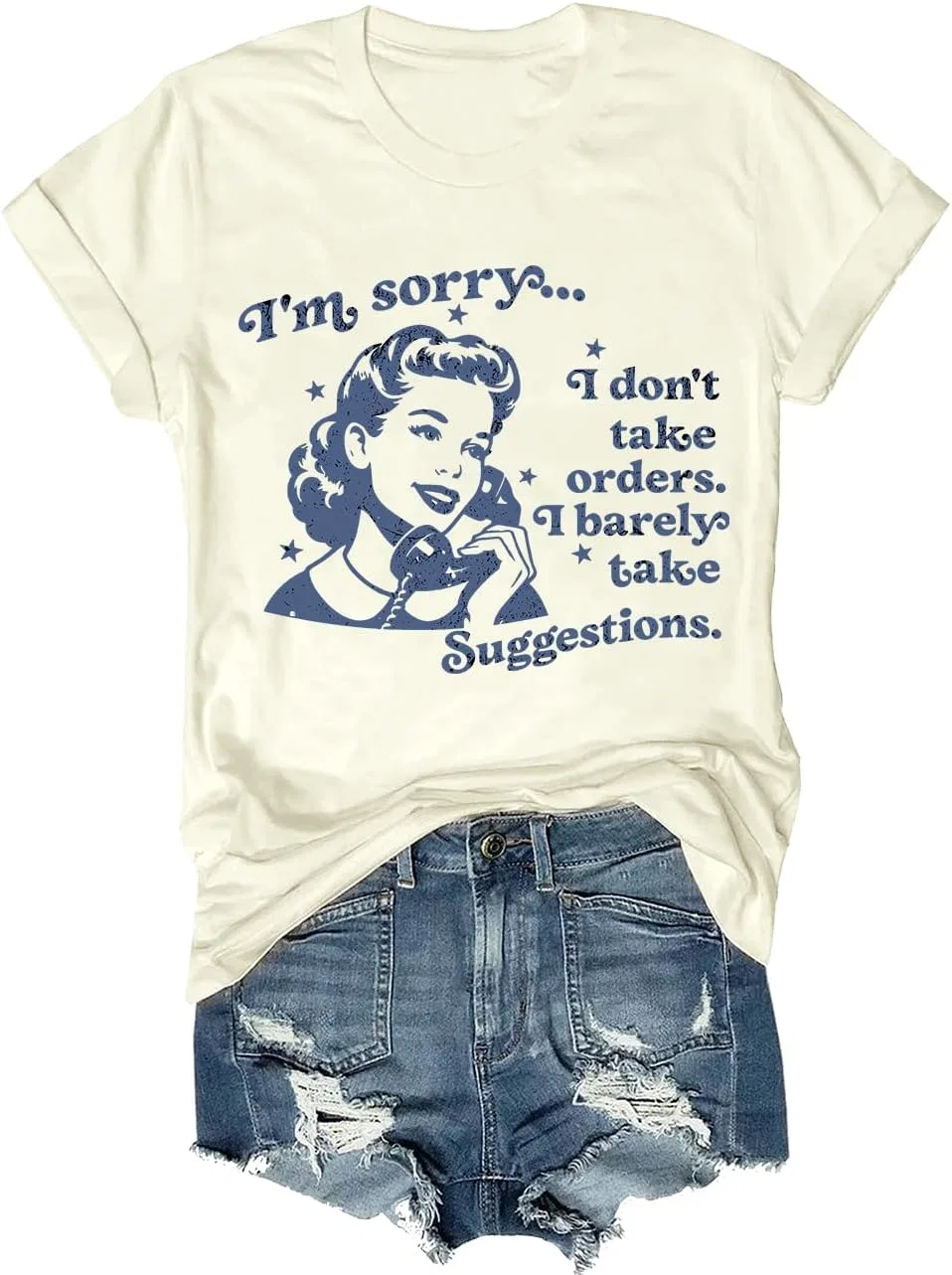 Унисекс футболка с принтом I Don't Take Orders, Creamy Yellow
