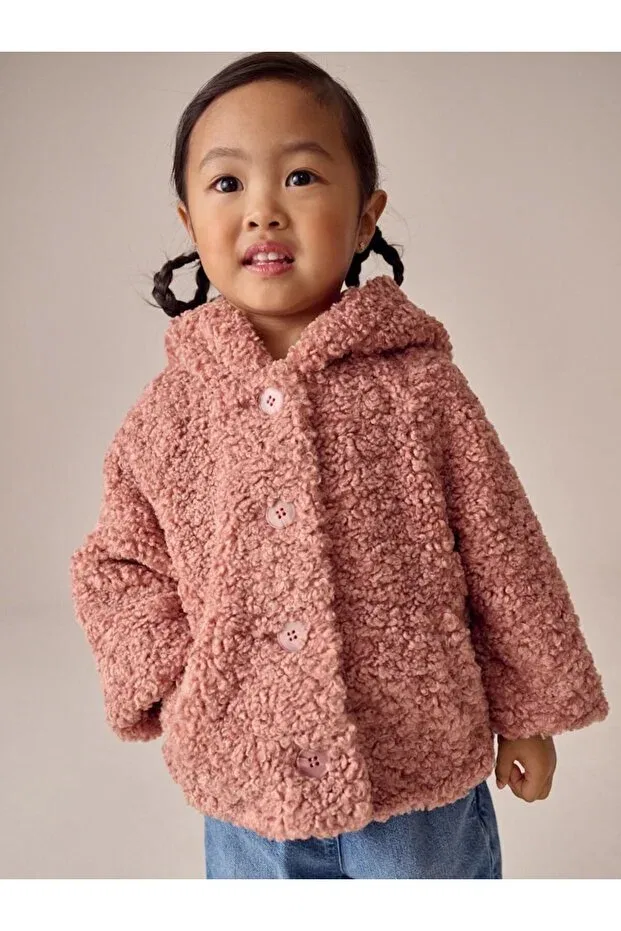 Детское пальто с капюшоном для девочек Next Baby, Pink