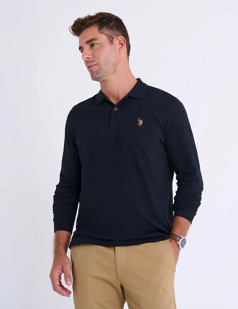 

Поло лонгслив U.S. Polo Assn Peached Jersey Shirt, черный