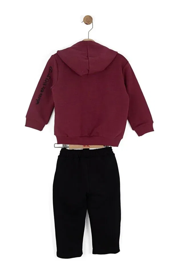 Детский комплект спортивного костюма с принтом Nk kids tracksuit set Generic Brands, Burgundy — фото 2