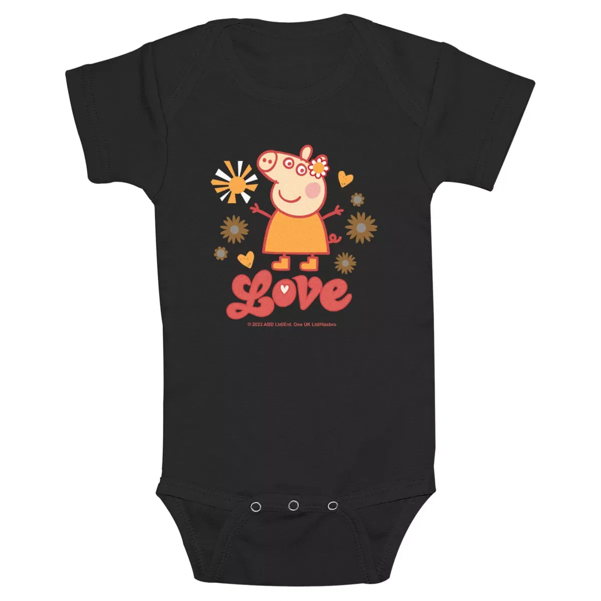 Детское боди с коротким рукавом Flower Power Love Peppa Pig, Black