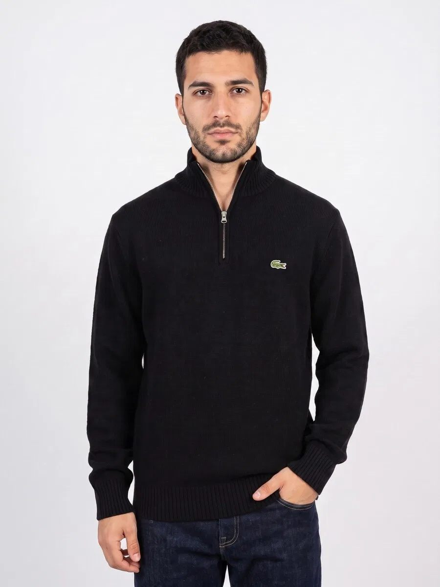 Вязаный кардиган LACOSTE 'Pullover AH3052-031 Black' черного цвета