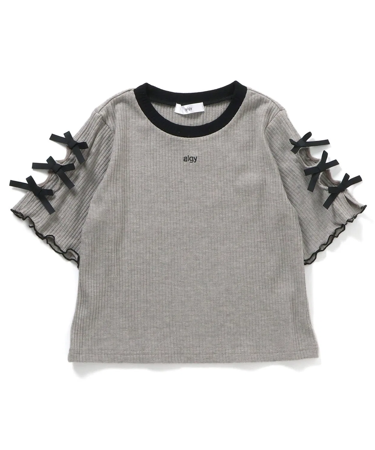 Детская футболка с блестками, с коротким рукавом, модель Ribbon, algy, Grey